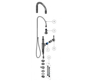 Kuhinjska mešalna armatura iz nerjavečega jekla z vzmetjo, Tau, Genebre