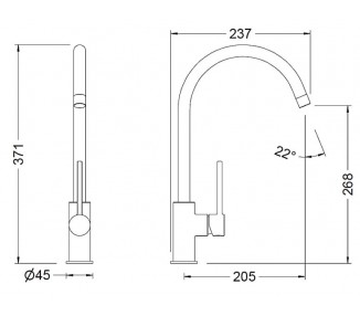 TAU Single lever sink mixer 25 cartridge cold start