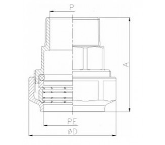 Ravni konektor (spojka), muška, mesing PL0017