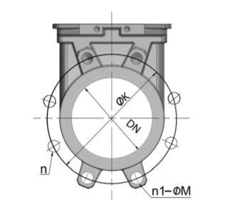 Knife gate valve with lever stainless steel body - between flanges PN10