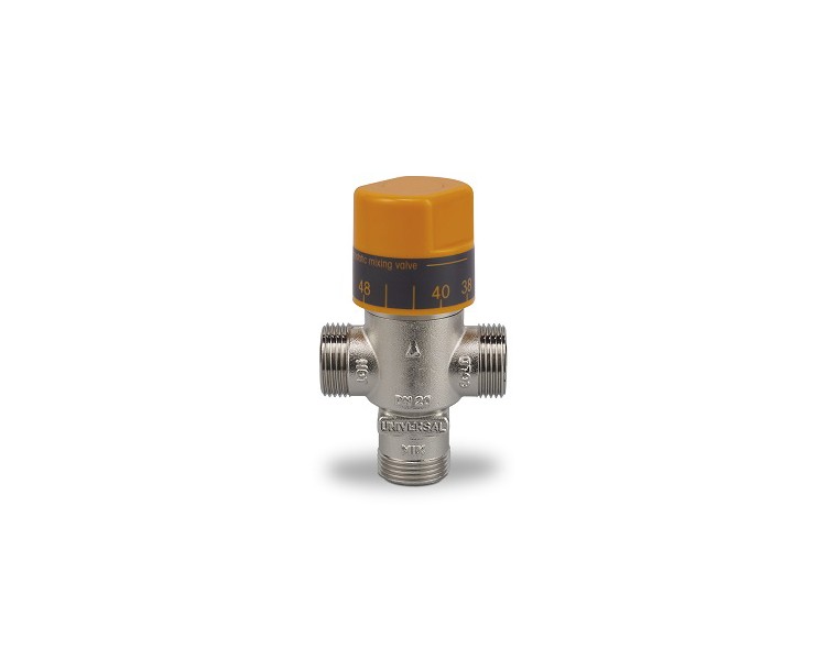 Universal vertical thermostatic mixing valve