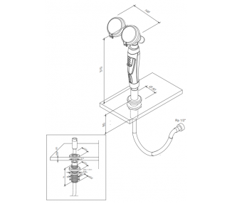 ClassicLine ročni tuš za oči z dvema glavama 45°, namizna namestitev