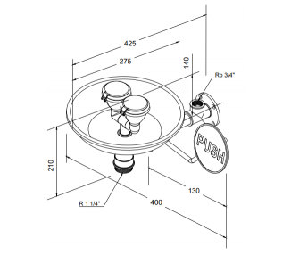 ClassicLine Sicherheits-Augendusche mit Auffangbecken, für Wandmontage Aufputz