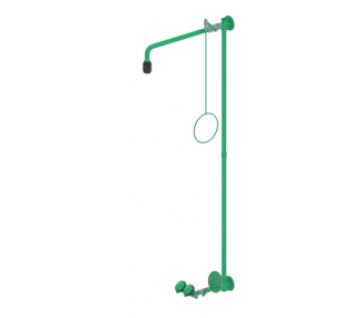 ClassicLine varnostni tuš, kombinacija z varnostno prho za oči, pritrjen na steno, vidna cev