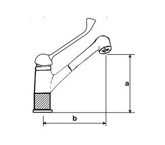 Enoročna izvlečna profesionalna mešalna kuhinjska armatura, pod okenska namestitev PL36
