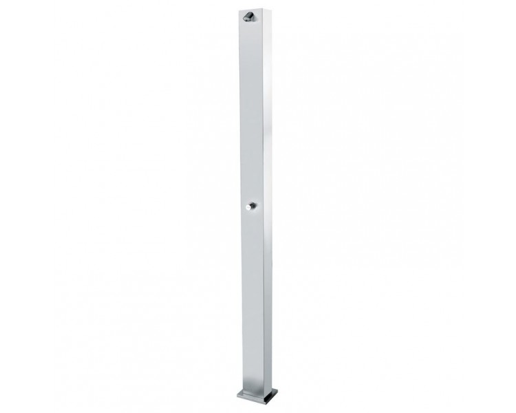 Stainless steel shower tower with single position push button self closing tap Stainless steel shower tower with single position push button self closing tap