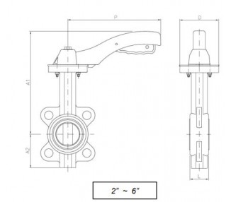 Pnevmatska medprirobnična loputa tip WAFER, INOX disk, PN 10/16 ANSI 150 LBS